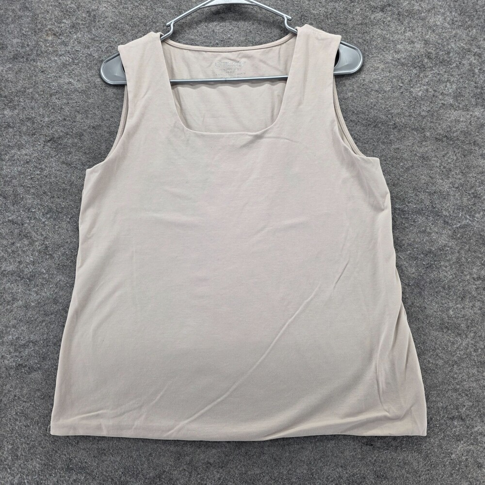 Chicos Shirt Womens 2 US Large Sleeveless Beige Squareneck